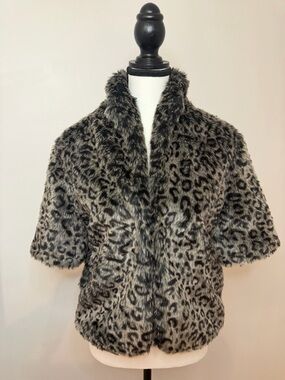 Costa Blanca Faux Fur Leopard Jacket - Grey & Black
